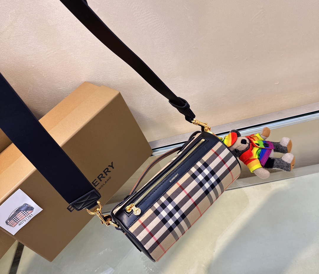 BURBERRY Vintage Check Calfskin Barrel Bag Archive