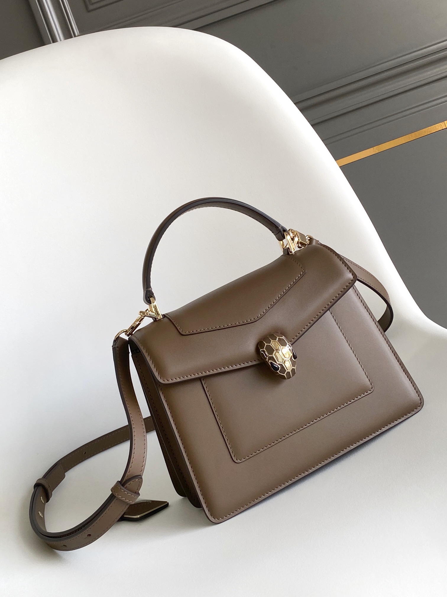 Bvlgari Medium Serpenti Forever Leather Top Handle B