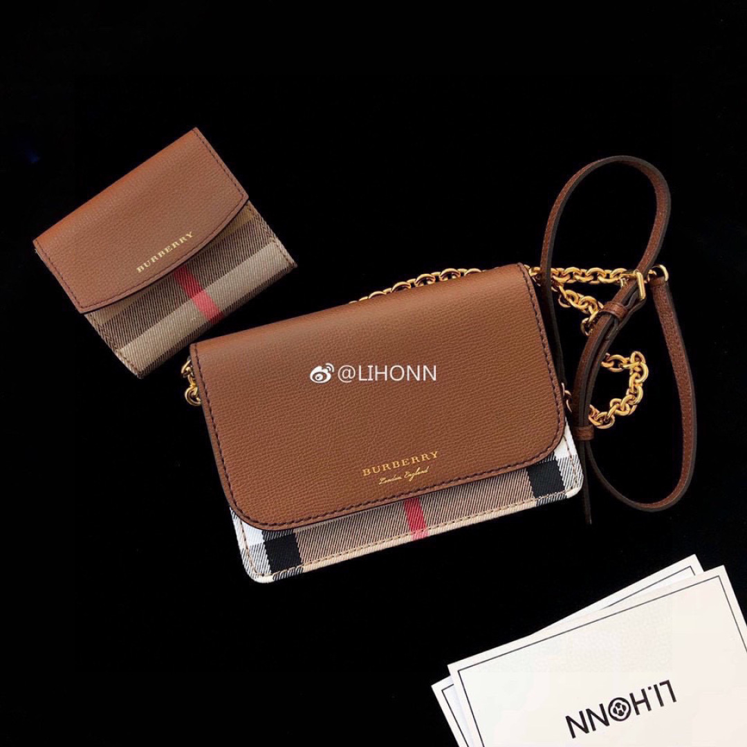 Burberry Crossbody Hampshire House Check Derby Tan