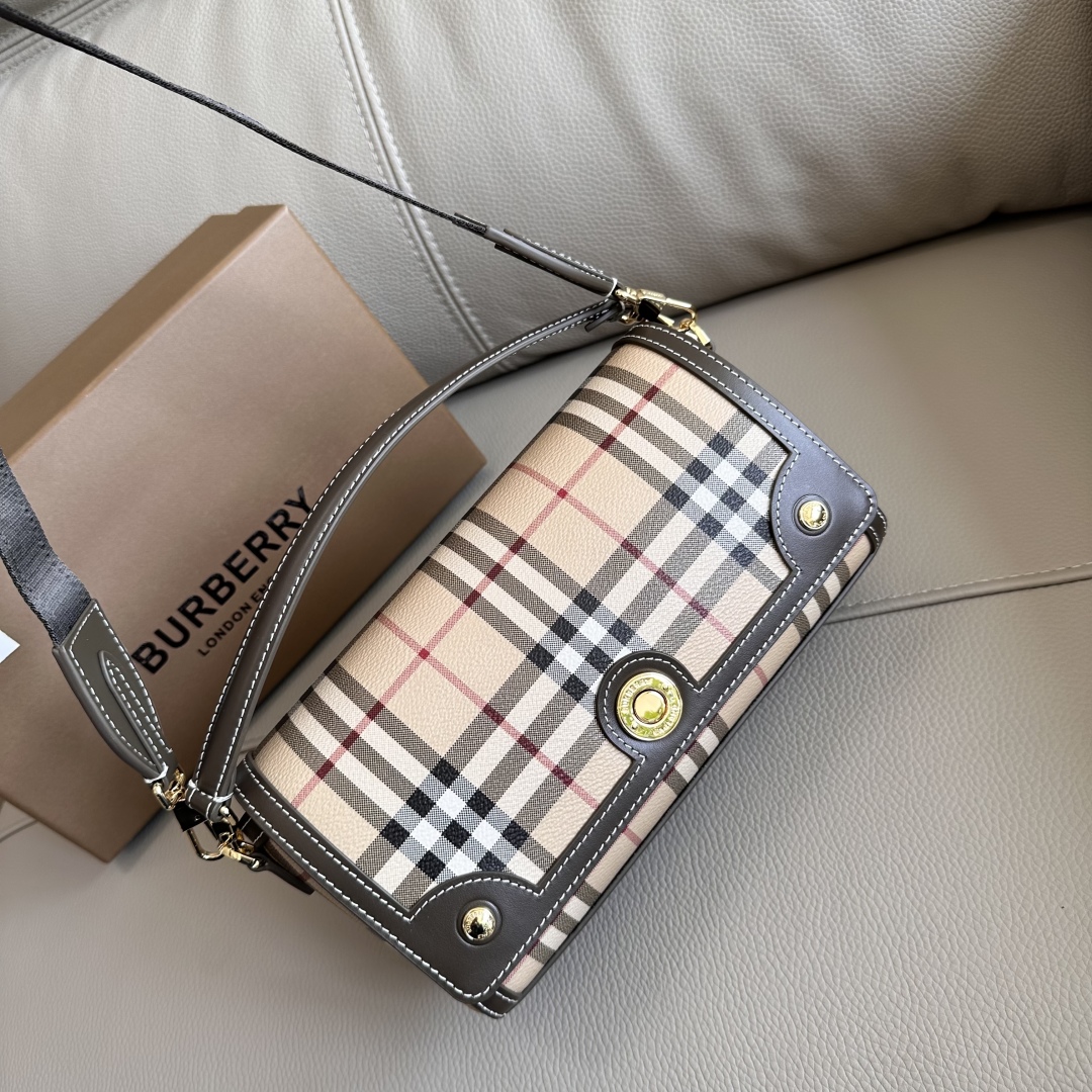 BURBERRY Coated Canvas Calfskin Vintage Check Small