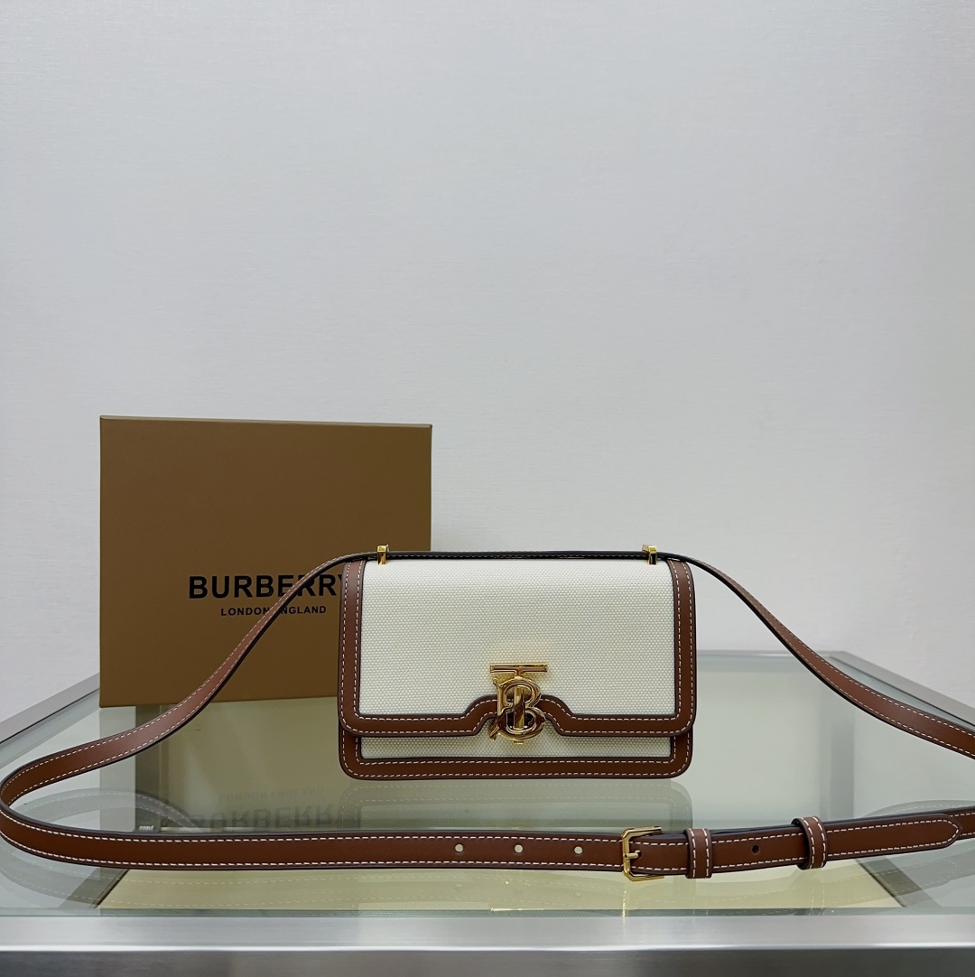 Burberry Mini Tb Elongated Canvas Shoulder Bag –
