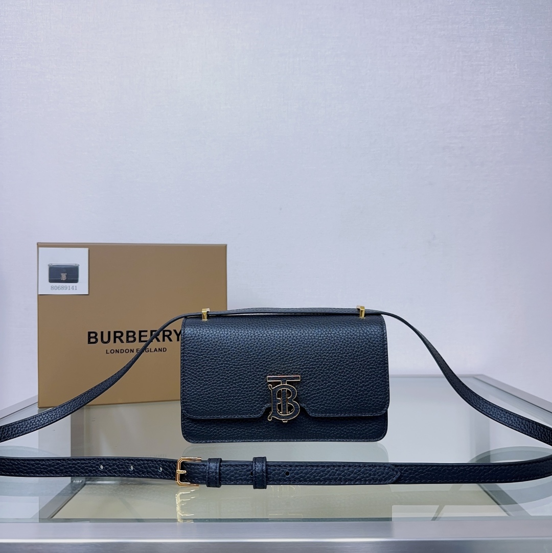Burberry Blue Leather Grained Mini TB Crossbody Bag blue 8063