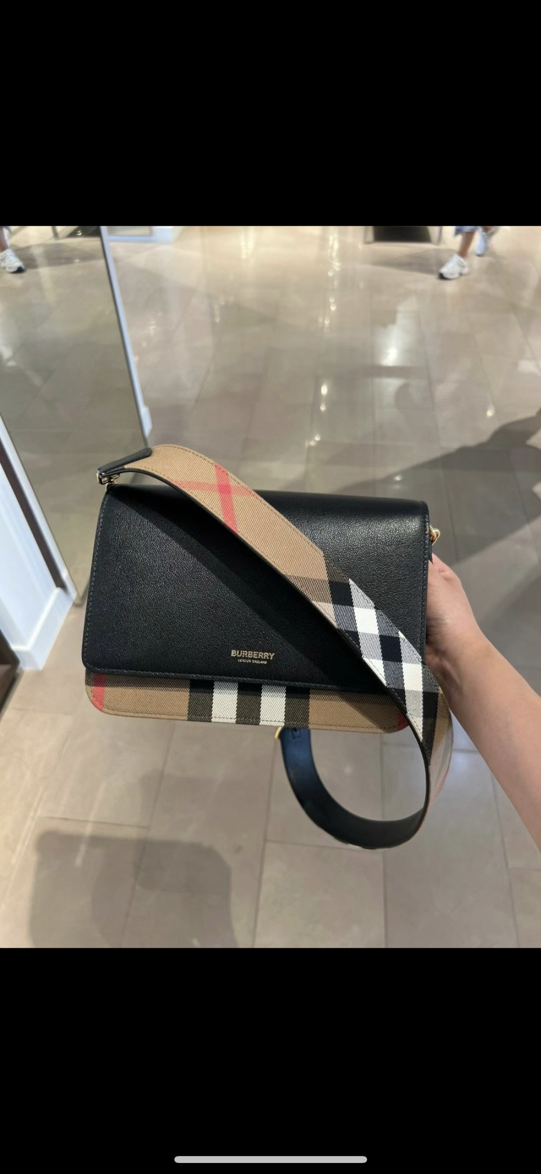 Burberry Mackford Check Canvas & Leather Shoulder Bag