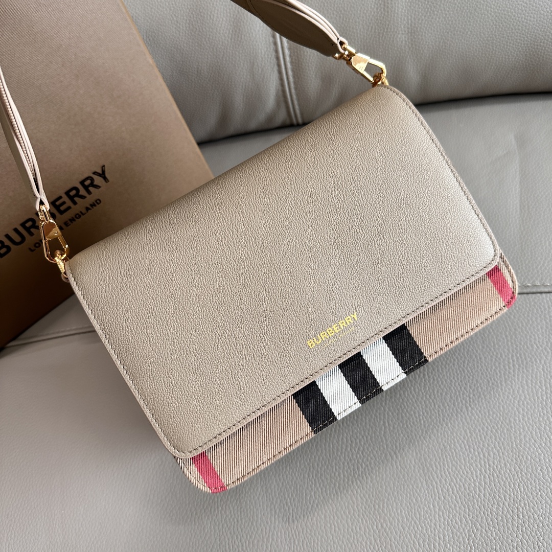 Burberry Check Canvas & Leather Shoulder Bag Women’s Beige | eBay