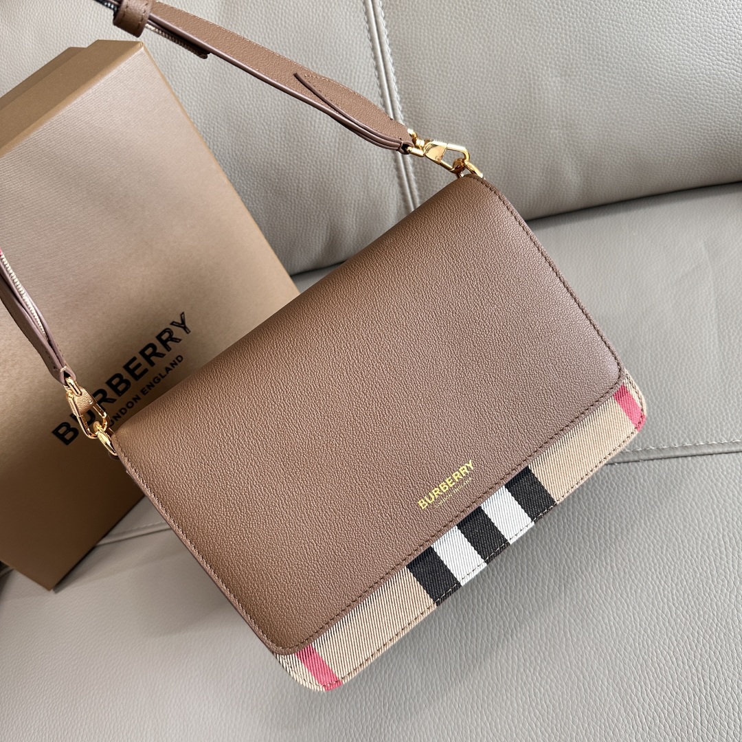 Burberry Logo Flap Crossbody Bag Canvas With Leather Mini Gray Women’s Crossbody Bag
