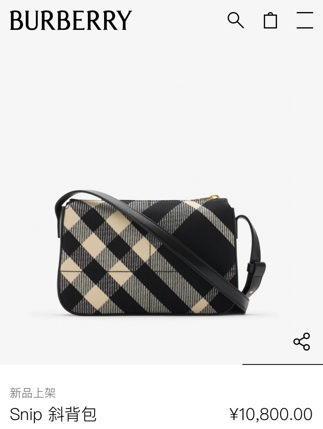 Burberry Snip Cross Body Bag | Black |