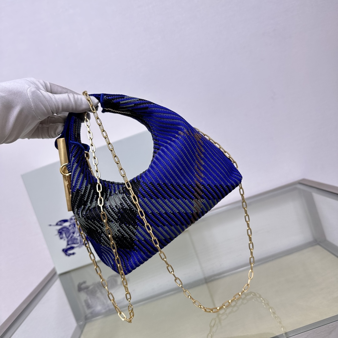 Burberry Peg Top-Handle Bag Knight Check Knit Mini