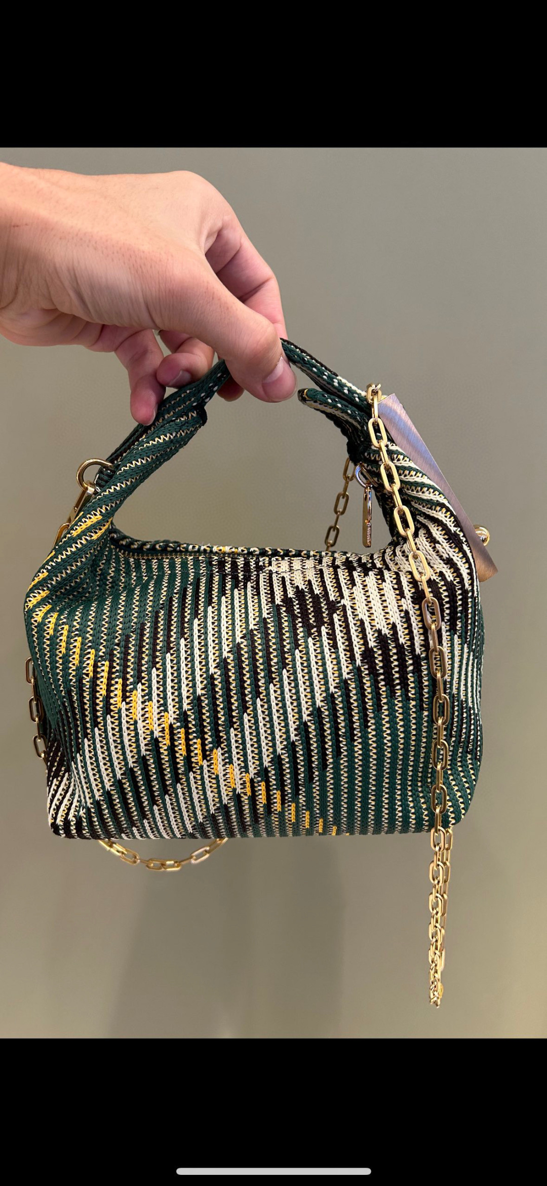 BURBERRY Mini Peg Duffle Bag Chain Hand Bag Green
