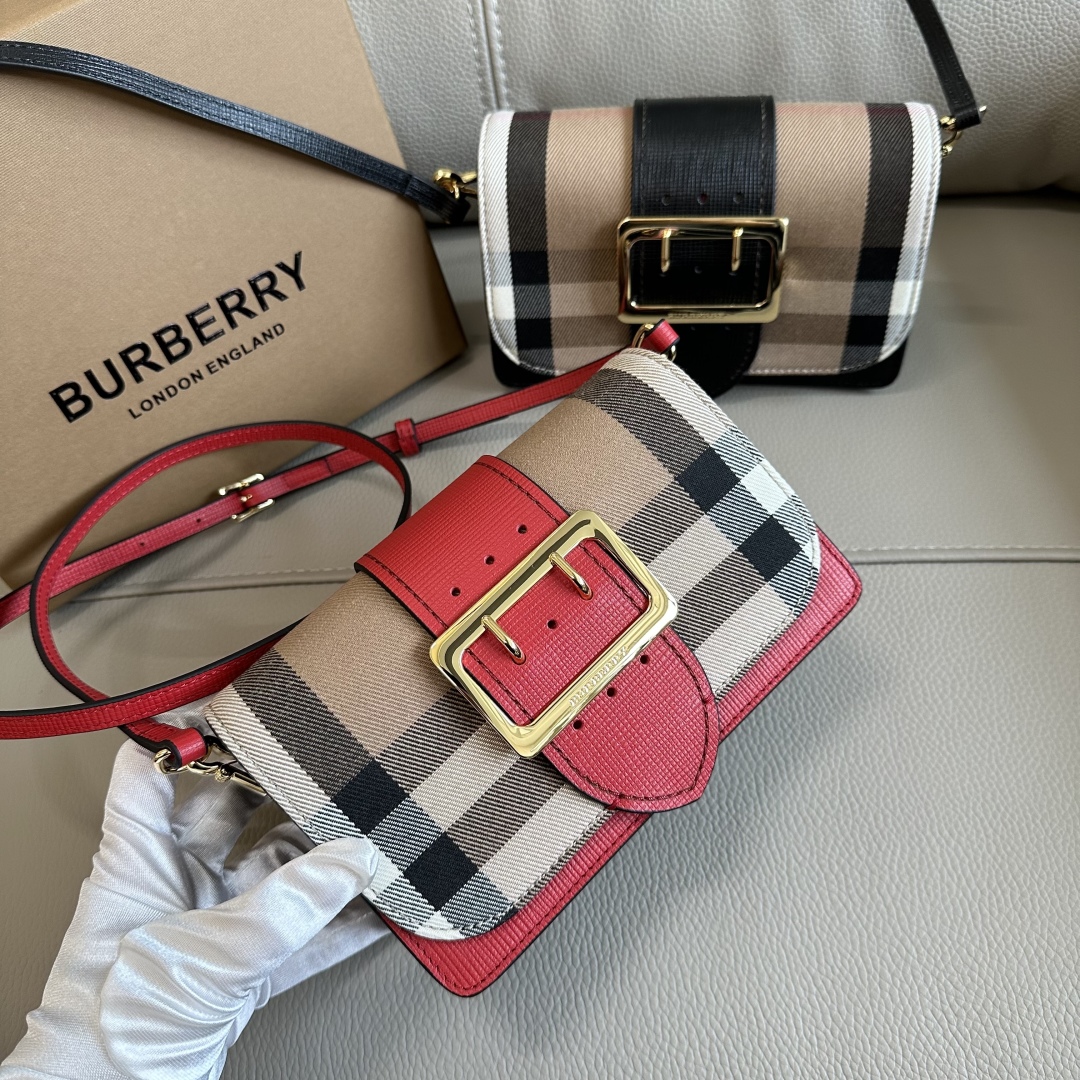 Burberry Beige/Red House Check Canvas and Leather