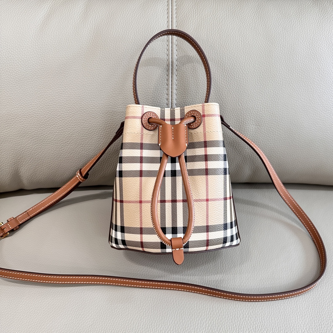 Burberry Small Check Coated Canvas Bucket BagBurberry