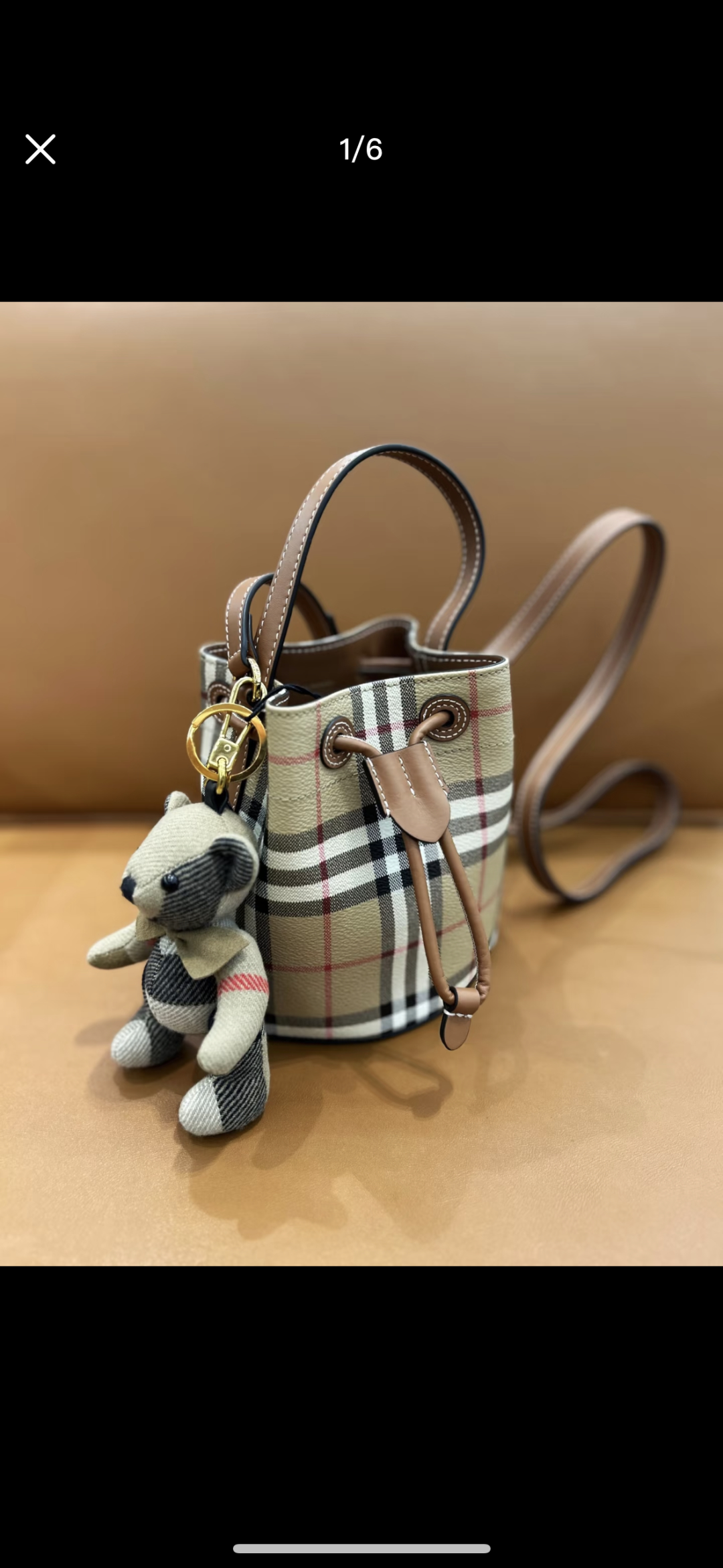 Burberry Cream Burgundy Fabric and Leather Pocket Bag
