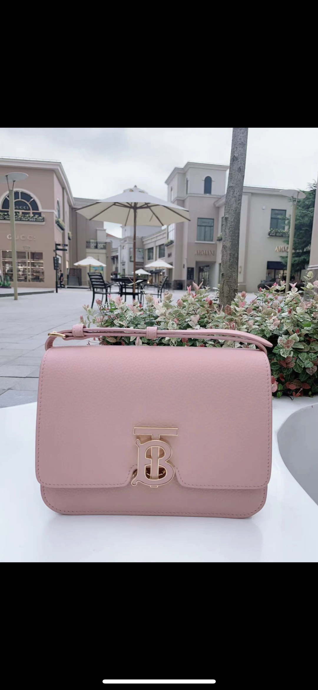 Burberry TB logo-plaque Calf Leather Shoulder Bag | Pink