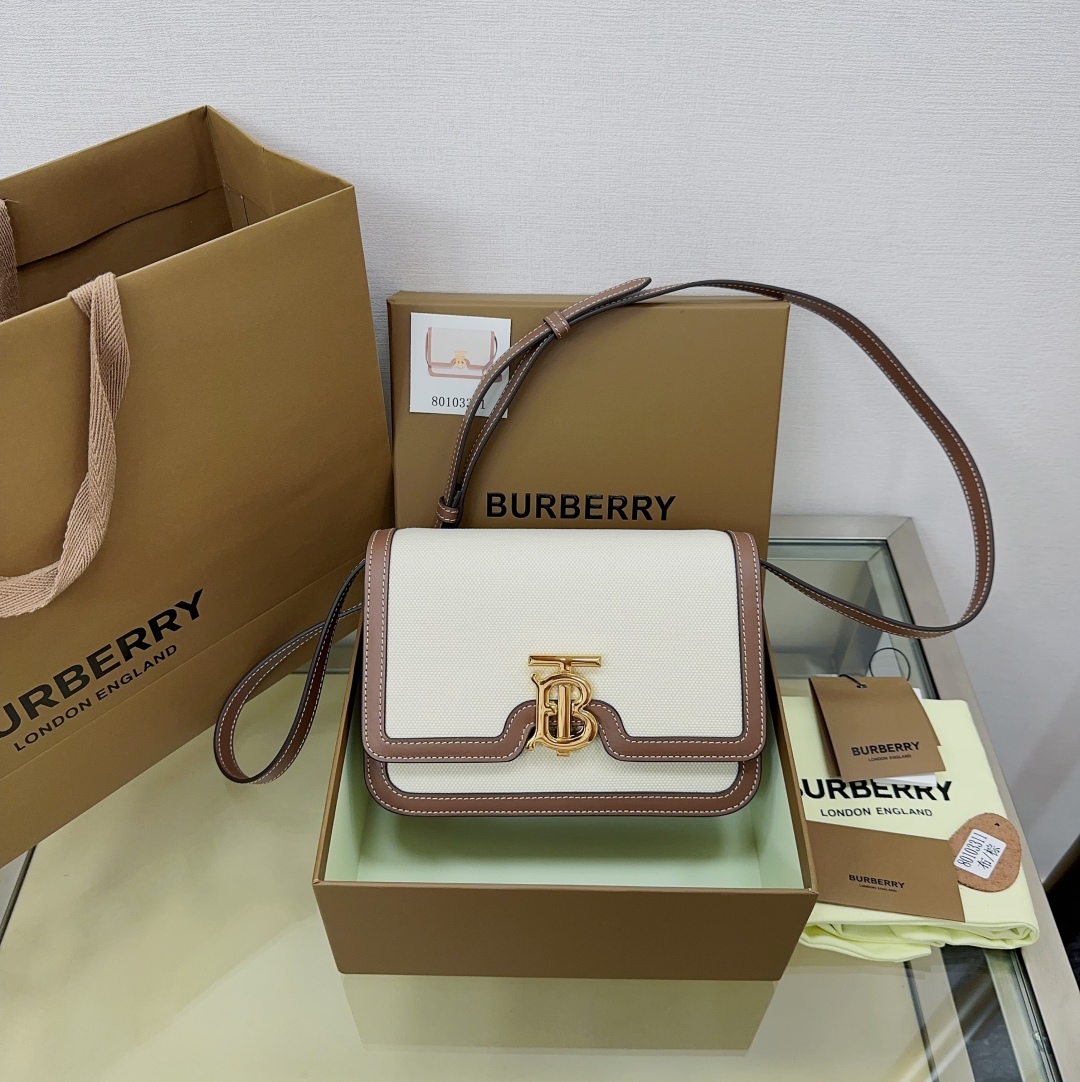 BURBERRY – Elizabeth small cotton and leather cross-body