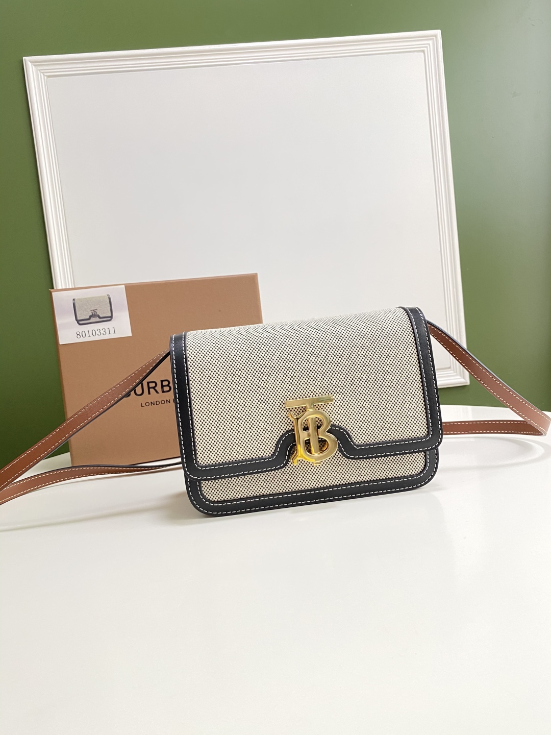 Burberry TB Small Canvas & Leather Crossbody Bag |