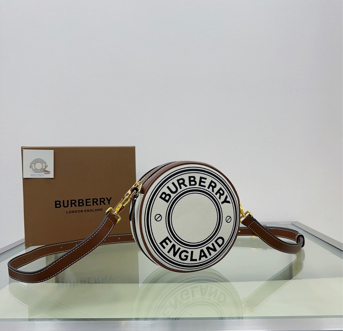 BURBERRY Cotton Canvas Mini Louise Crossbody Bag Natural