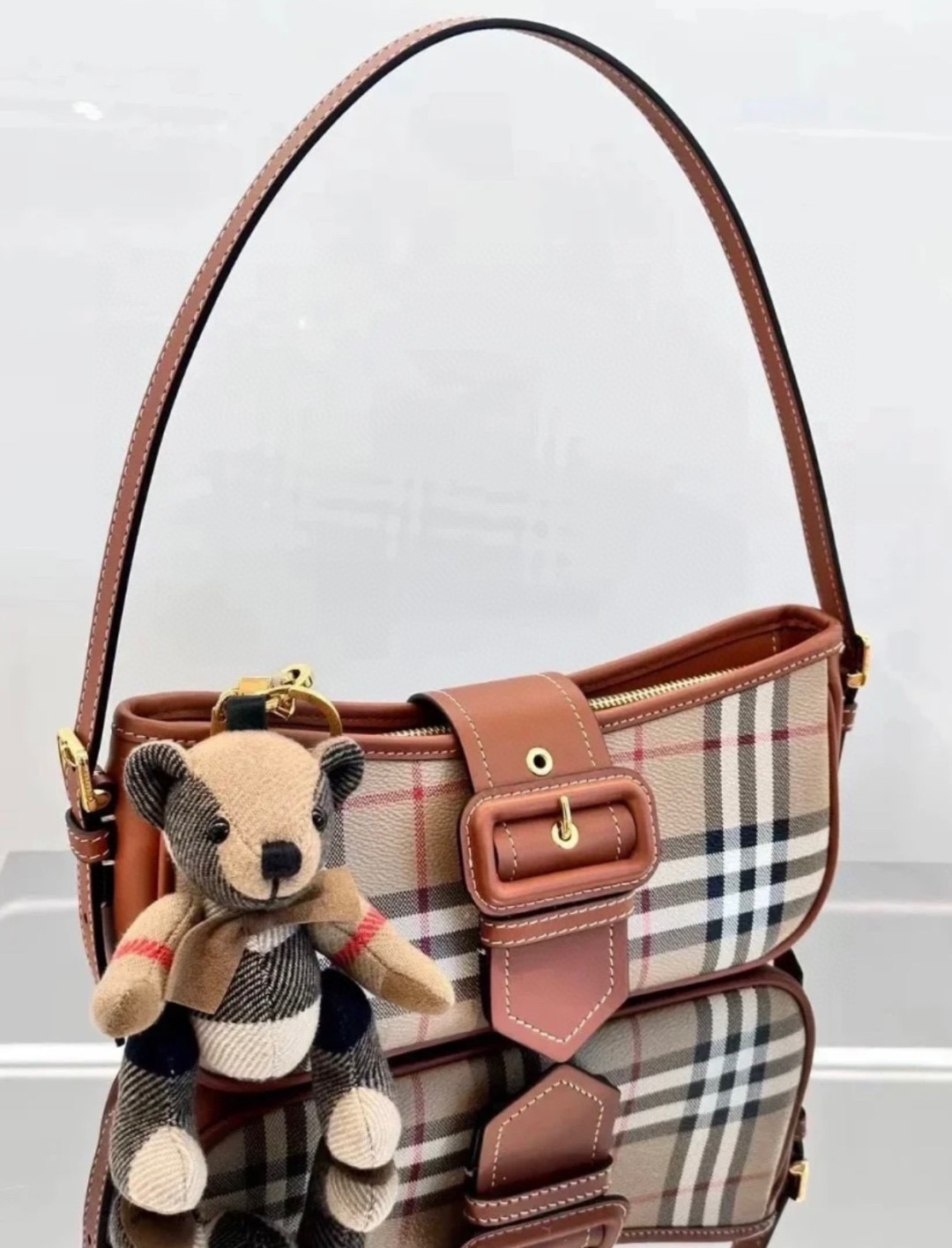 Check Sling Bag in Archive beige/briar brown – Women