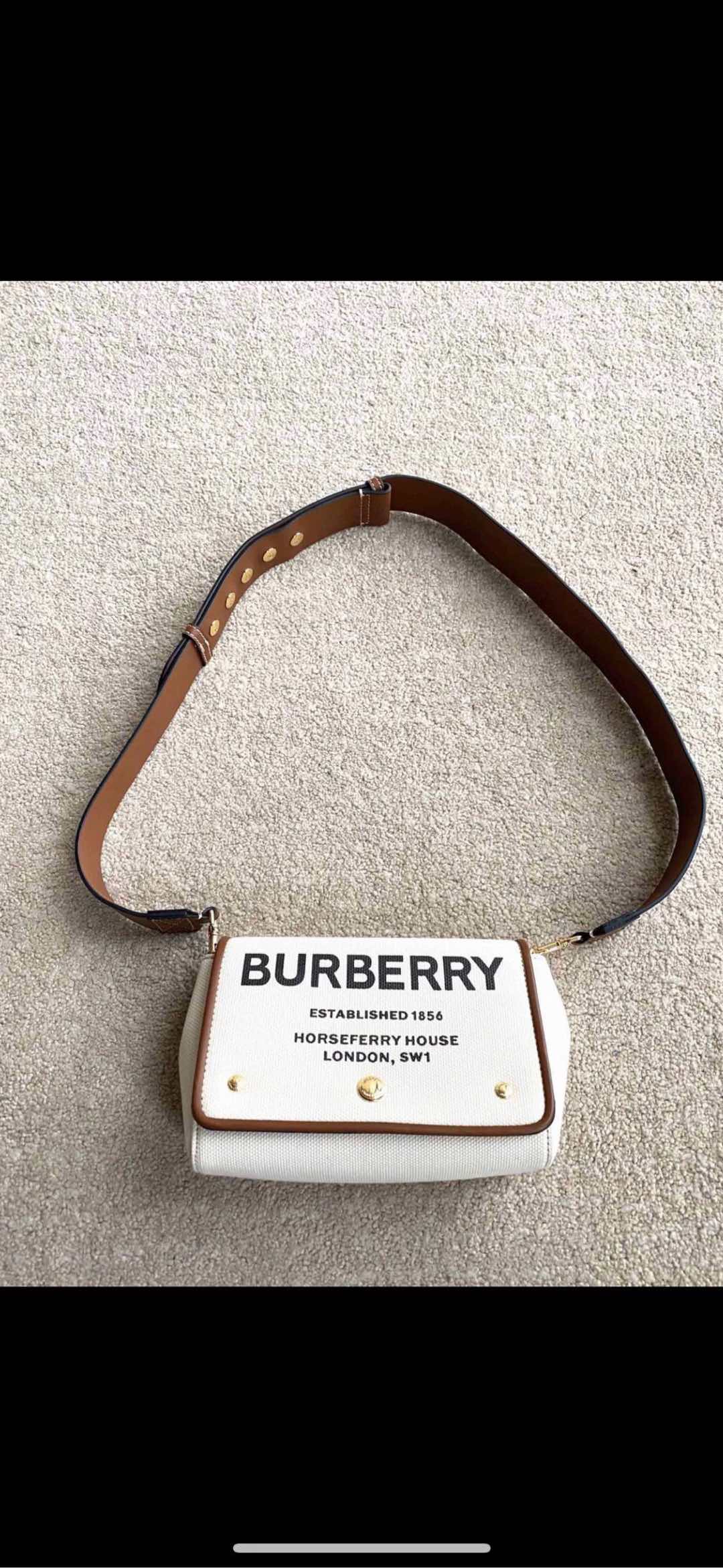 Burberry Hackberry Shoulder Bag Canvas with Leather Small