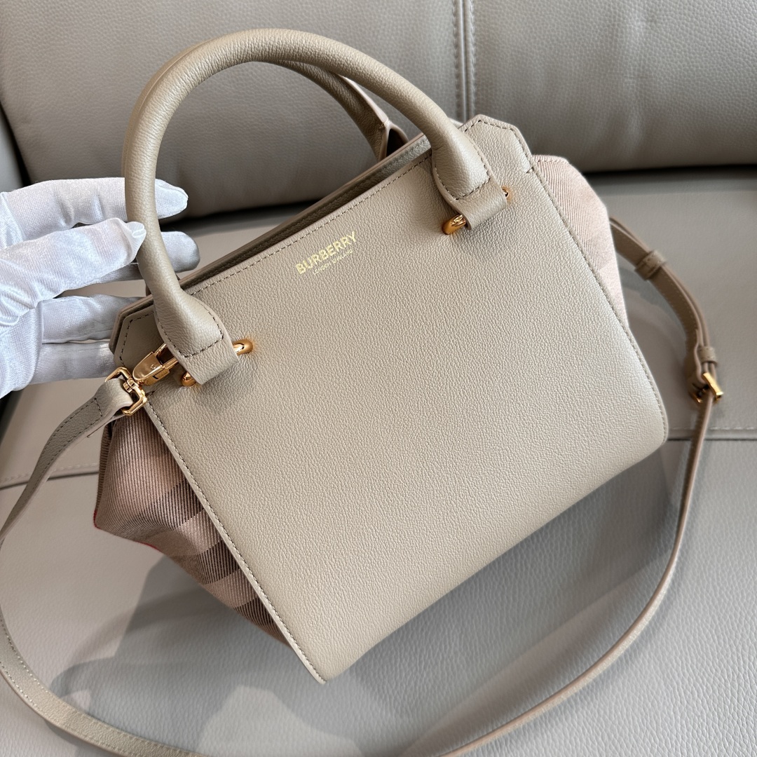 Burberry Check Canvas & Leather Shoulder Bag in Natural