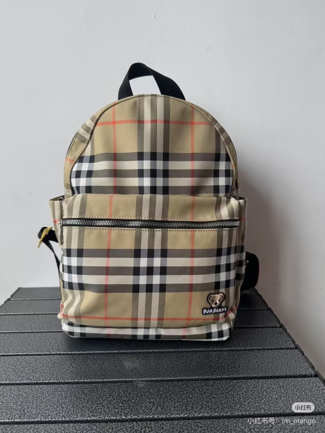 Burberry Check leather-trimmed backpack in BURBERRY  009510