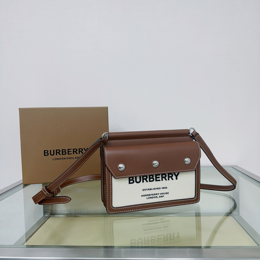BURBERRY Smooth Calfskin Canvas Horseferry Print Mini