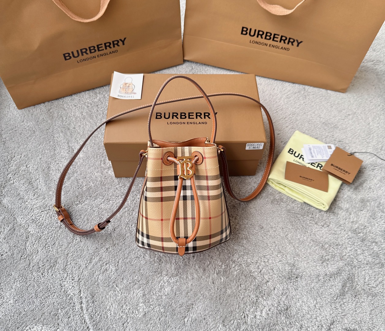 Burberry Mini TB Bucket Bag | Neutrals