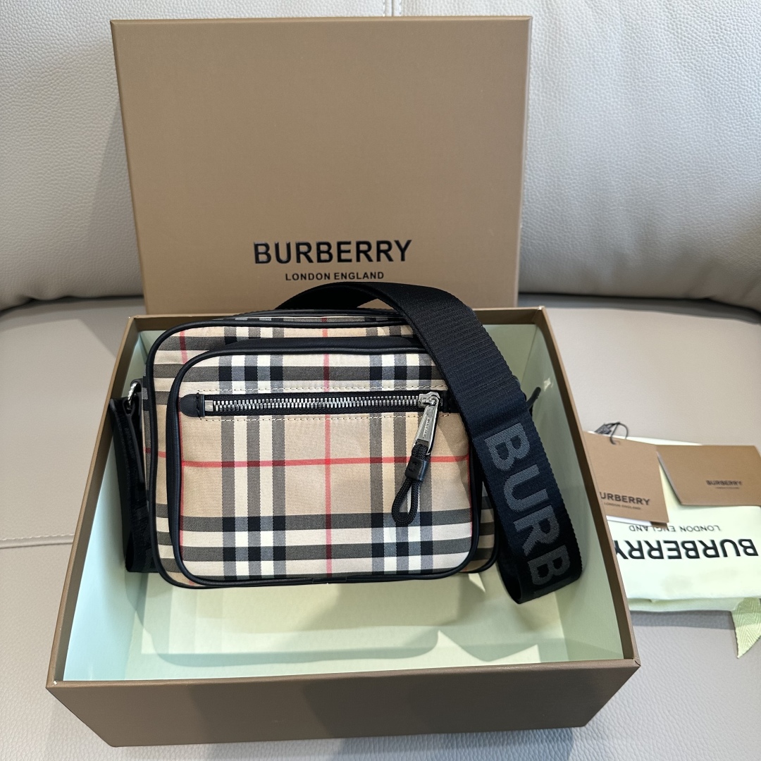 Burberry Men’s Vintage Check Leather Crossbody Bag |