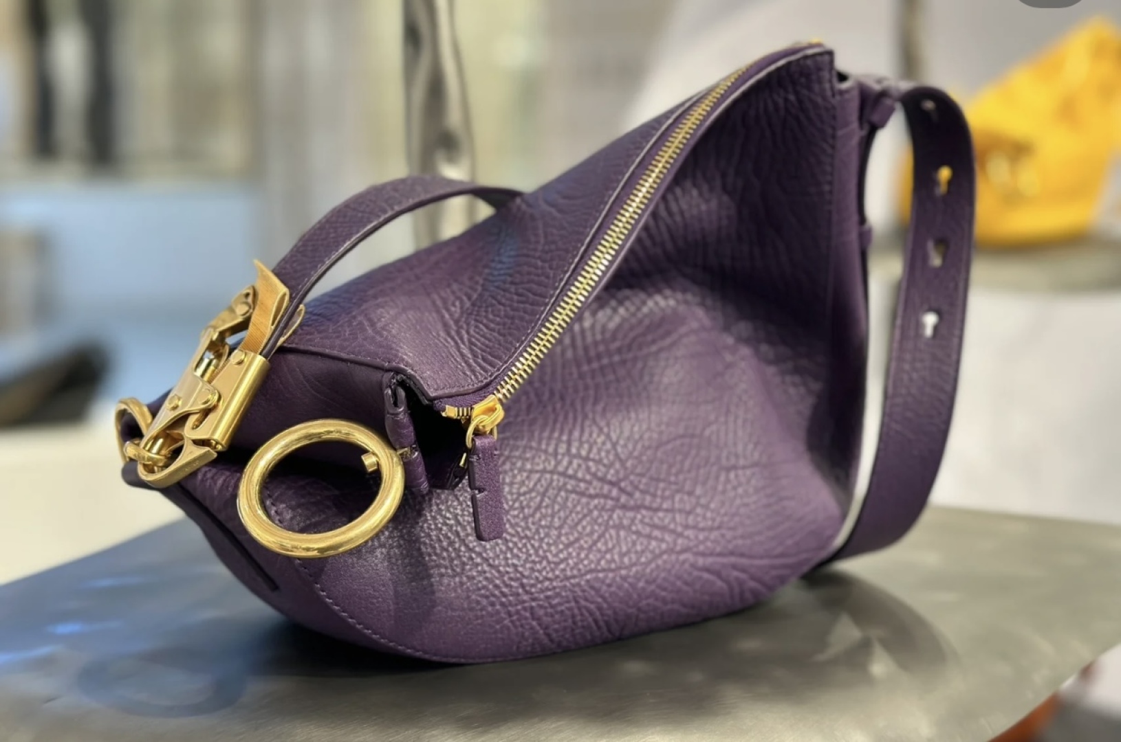 Burberry Knight Small Leather Shoulder Bag In Purple |