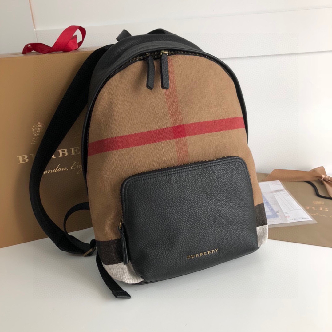 BURBERRY Mega Check Calfskin Abbeydale Simple Backpack
