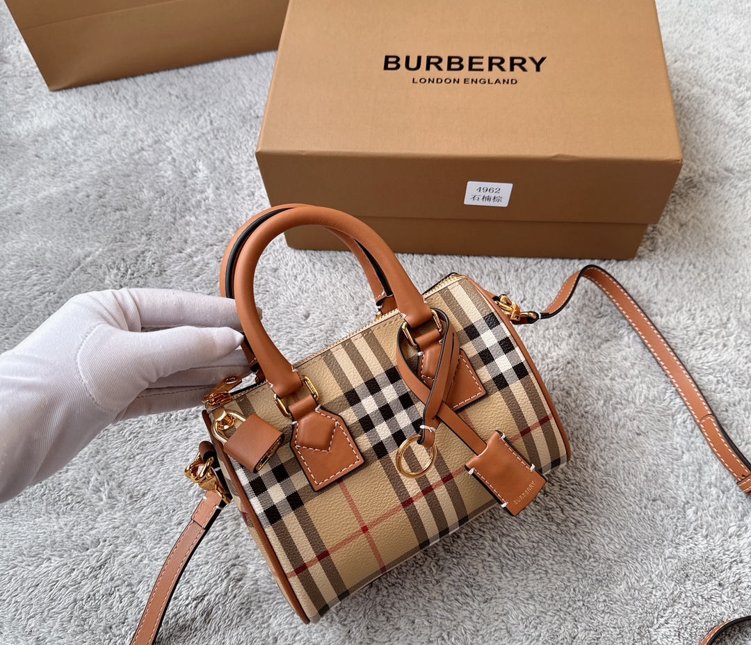 BURBERRY – B Clip Small Suede Top-Handle Bag