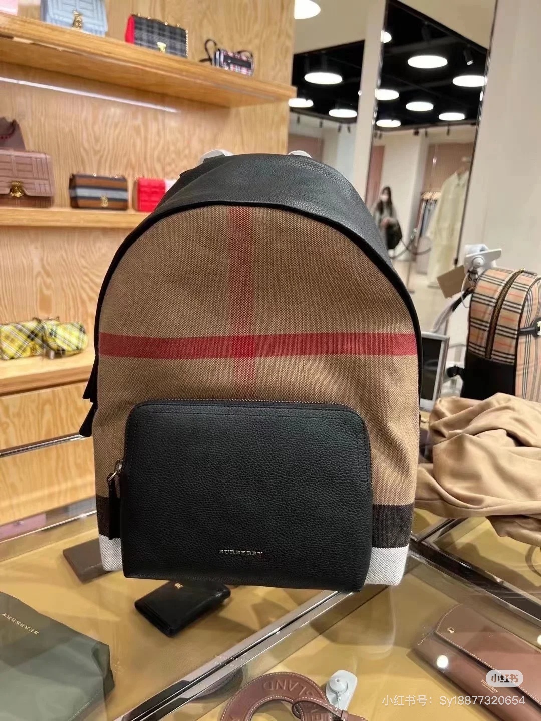 Burberry Abbeydale House Check Canvas and Leather Backpack Large Tan/Black in Canvas – US