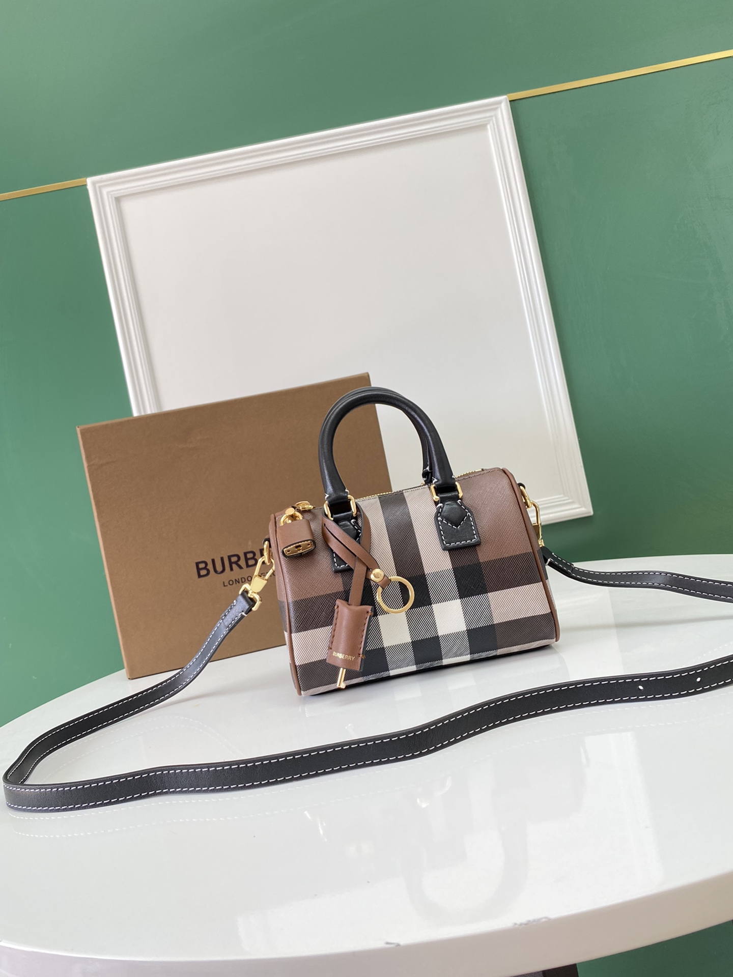 Burberry | Bags | Burberry Mini Check Bowling Bag Dark Birch Burberry 01169