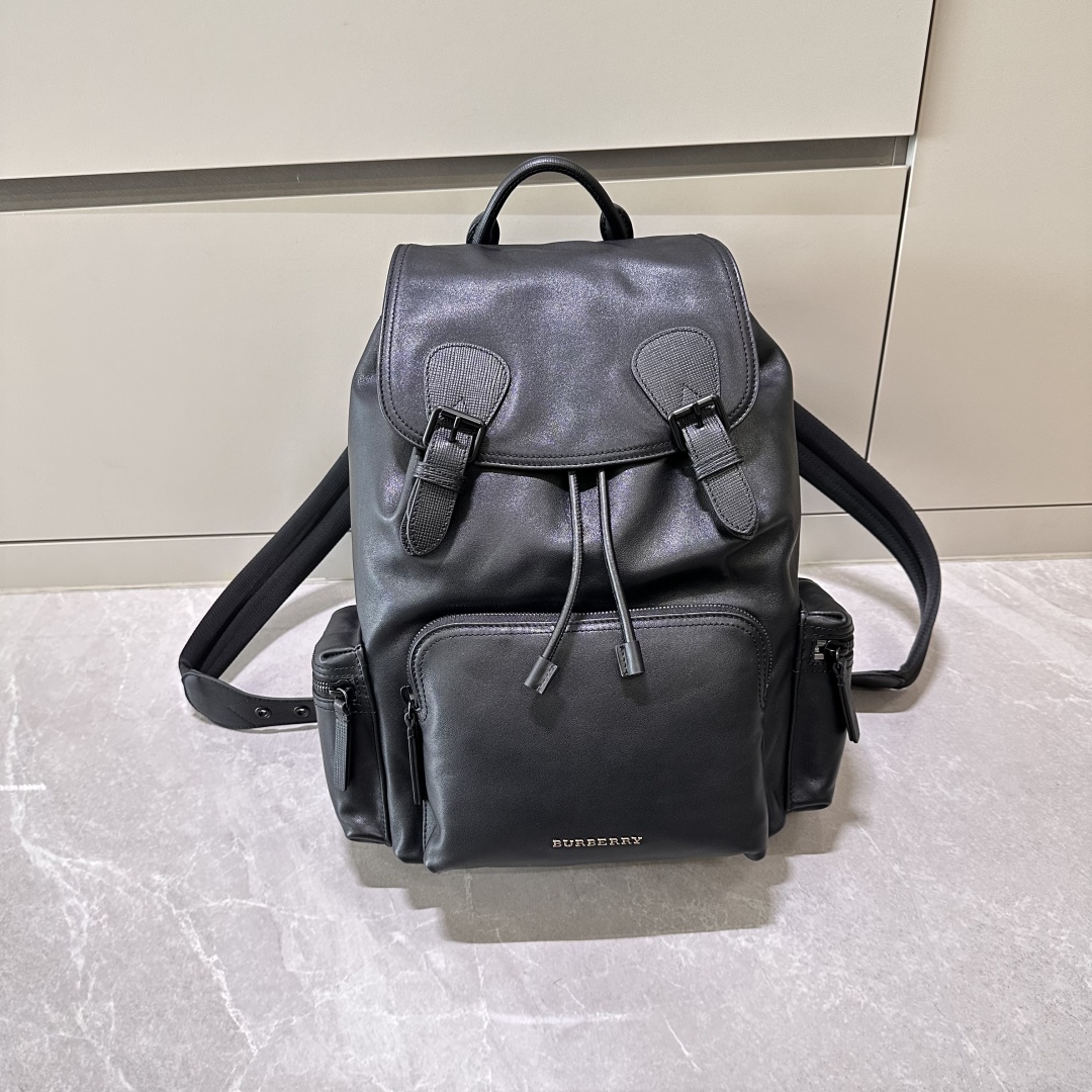 BURBERRY Black Silver Leather Pre Loved Backpack | eBay
