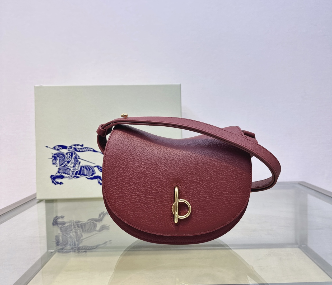 Burberry Mini Rocking Horse Leather Crossbody Bag | Red