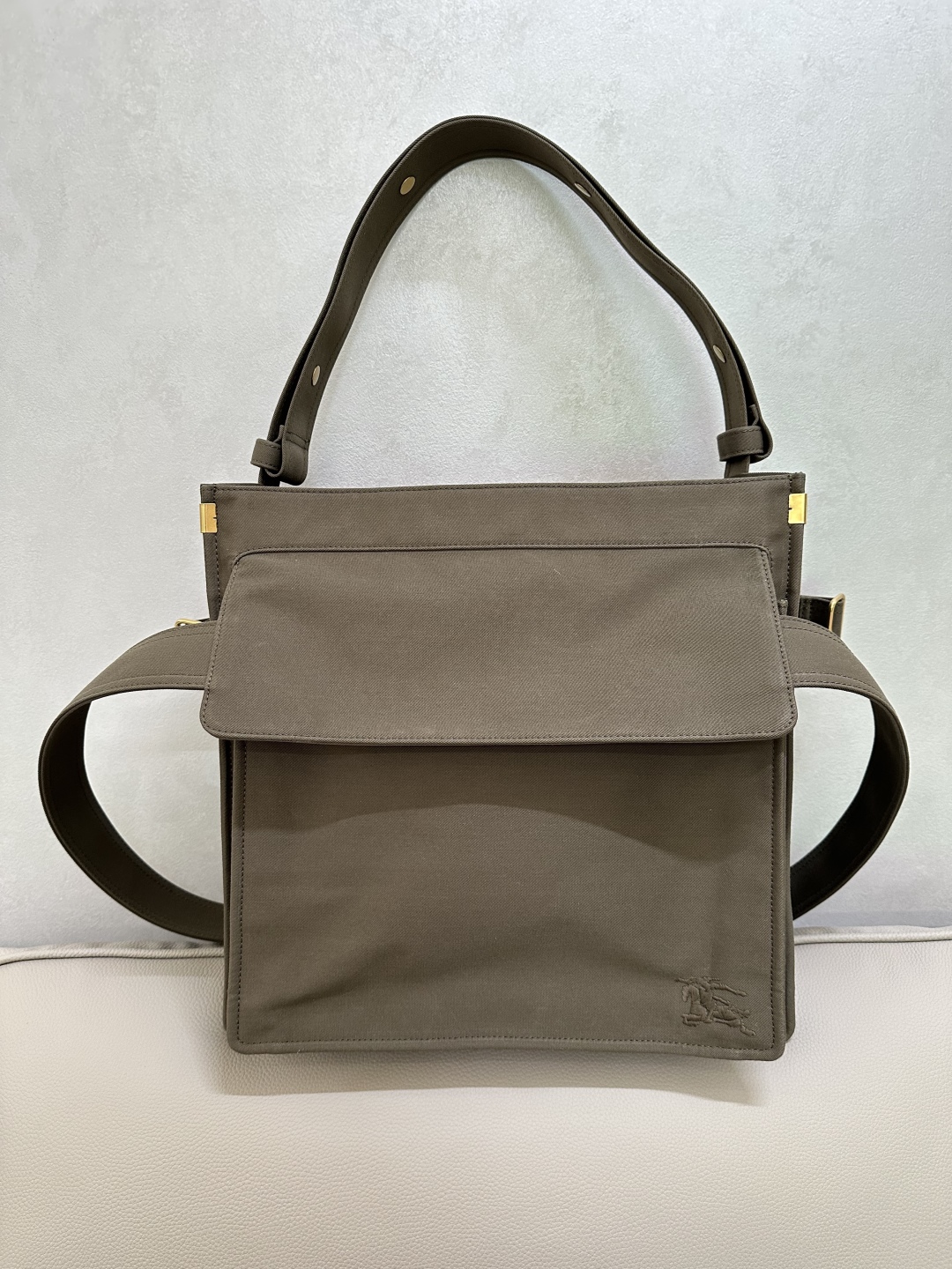 Burberry Olive Medium Trench Tote for Men Online USA