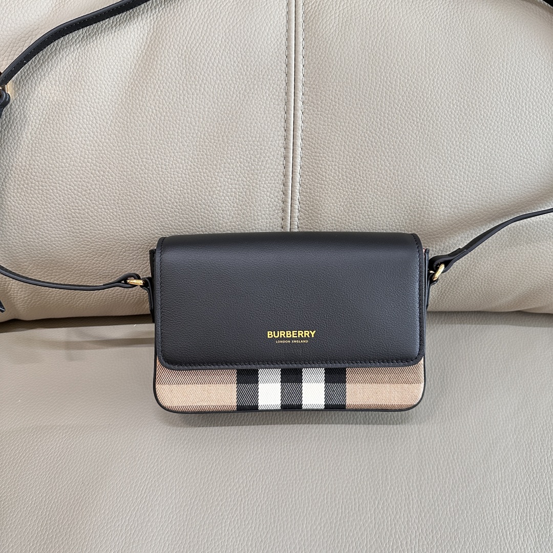 Burberry Hampshire Check Canvas Leather Crossbody