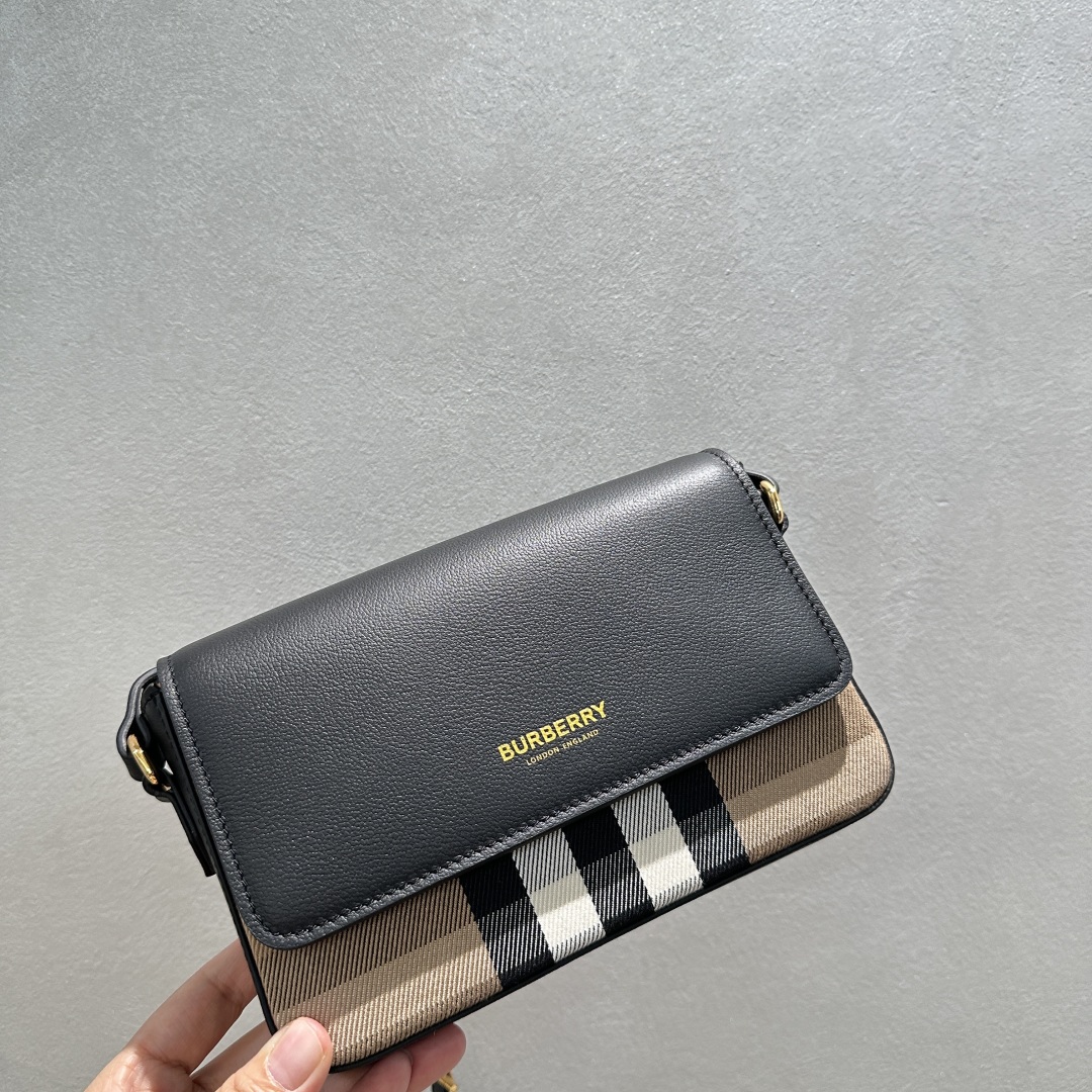 Burberry Hampshire Check Canvas Leather Crossbody