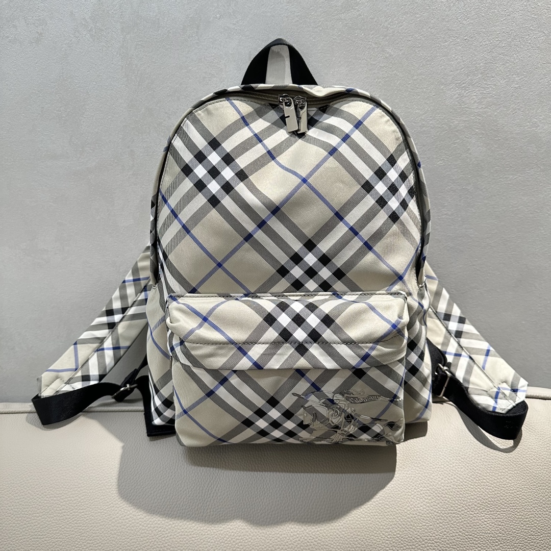 Burberry Small Equestrian Knight Check Backpack in Gray