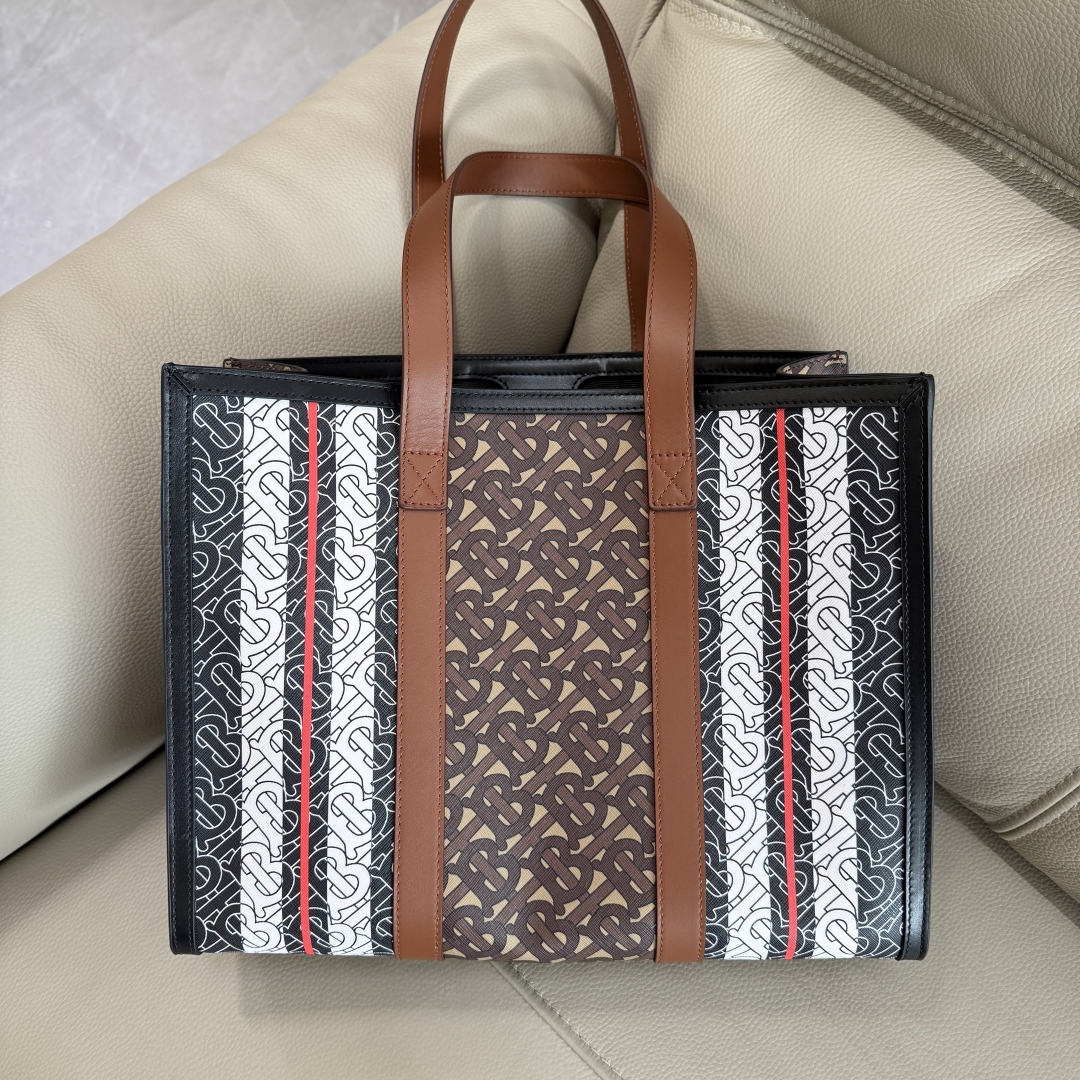 Burberry Monogram E-Canvas Tote Bag Men Bag Origina