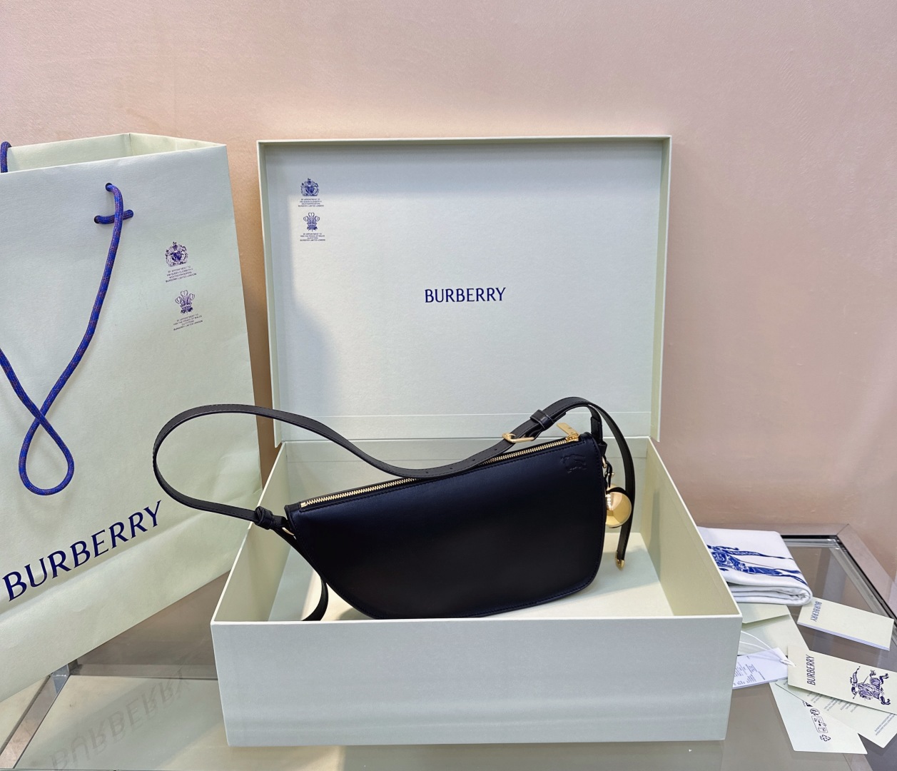 Burberry Black Small Shield Shoulder Bag in Leather For Women Online |