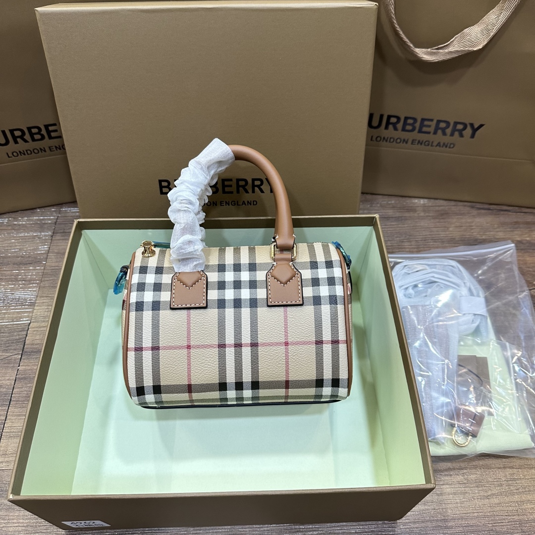 Burberry Medium Check Bowling Bag in Military – Women | Burberry