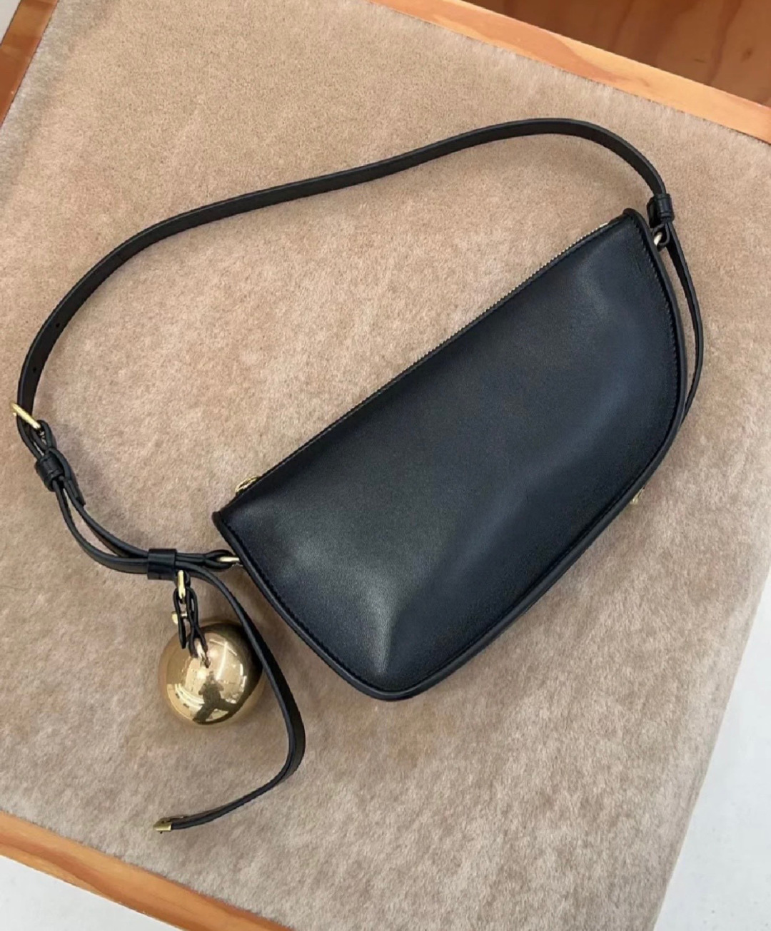 BURBERRY Calfskin Mini Shield Sling Bag Black 1644563 |