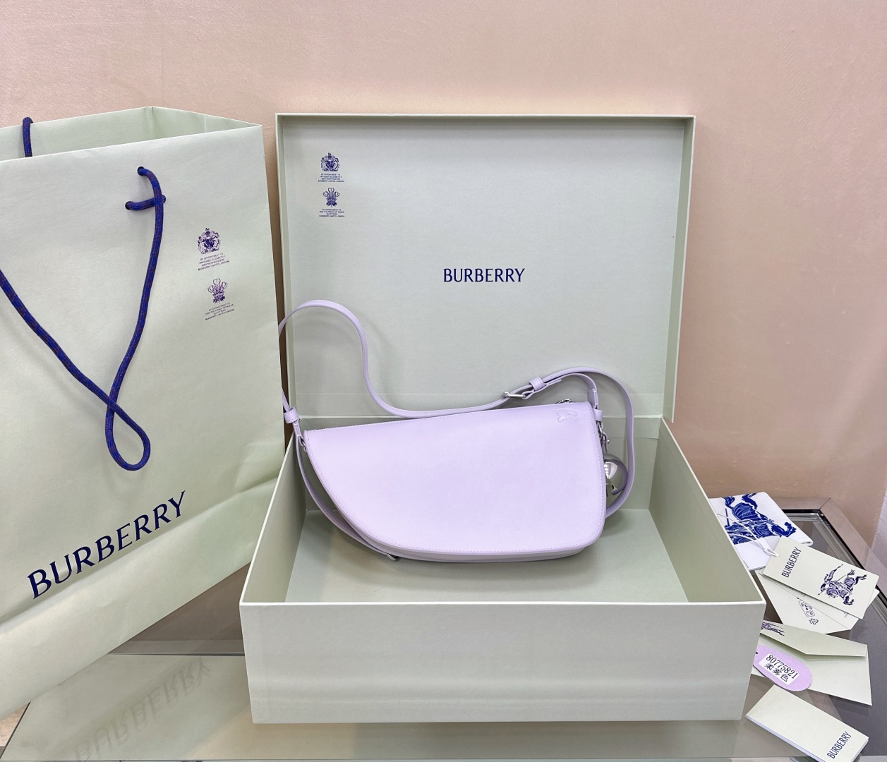Burberry Lola Embellished Velvet Shoulder Bag – purple