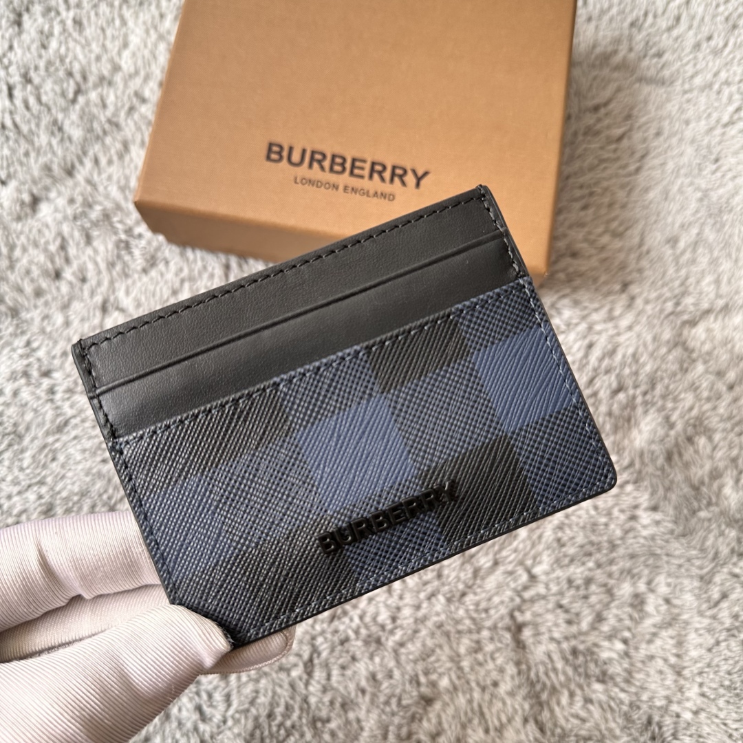 Burberry Check Card Holder Navy