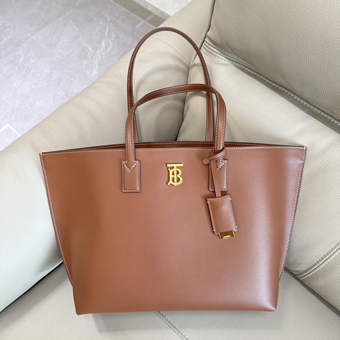 Burberry Brown Smooth Leather TB Tote Bag
