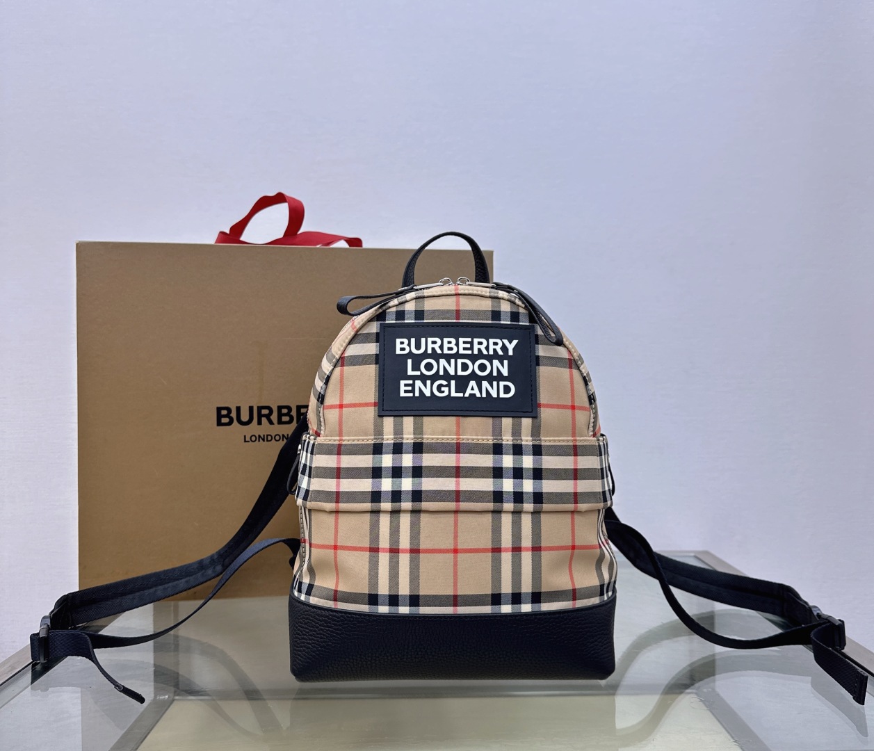 BURBERRY House Check Canvas Calfskin Small Nico
