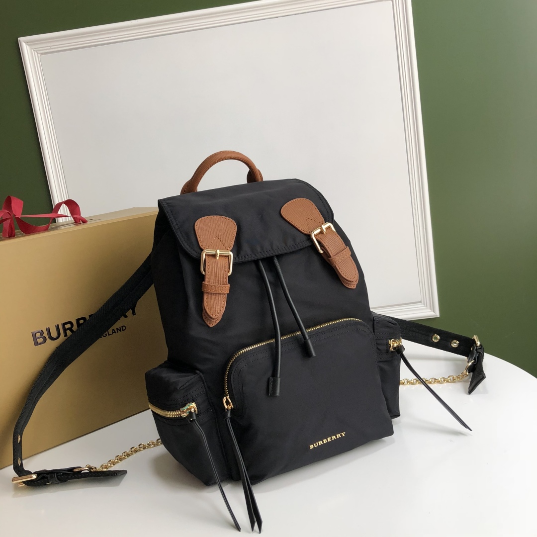 BURBERRY Nylon Medium Rucksack Backpack Black 1302960