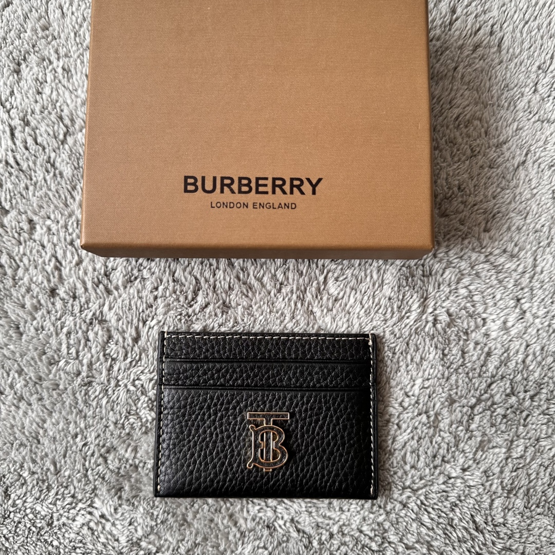 BURBERRY Grainy Leather TB Card Holder – BlacK