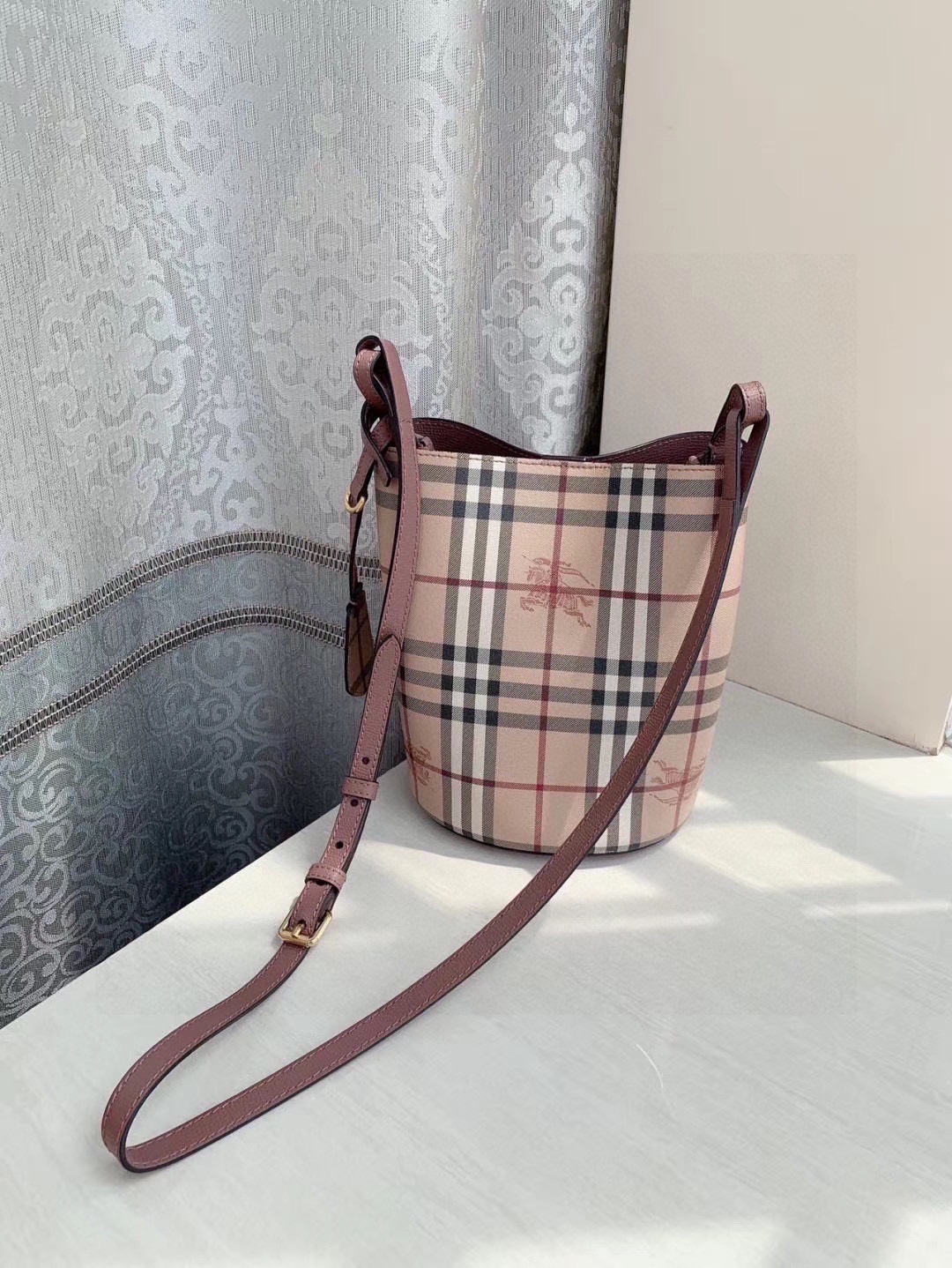 BURBERRY Haymarket Check Colours Small Lorne Bucket