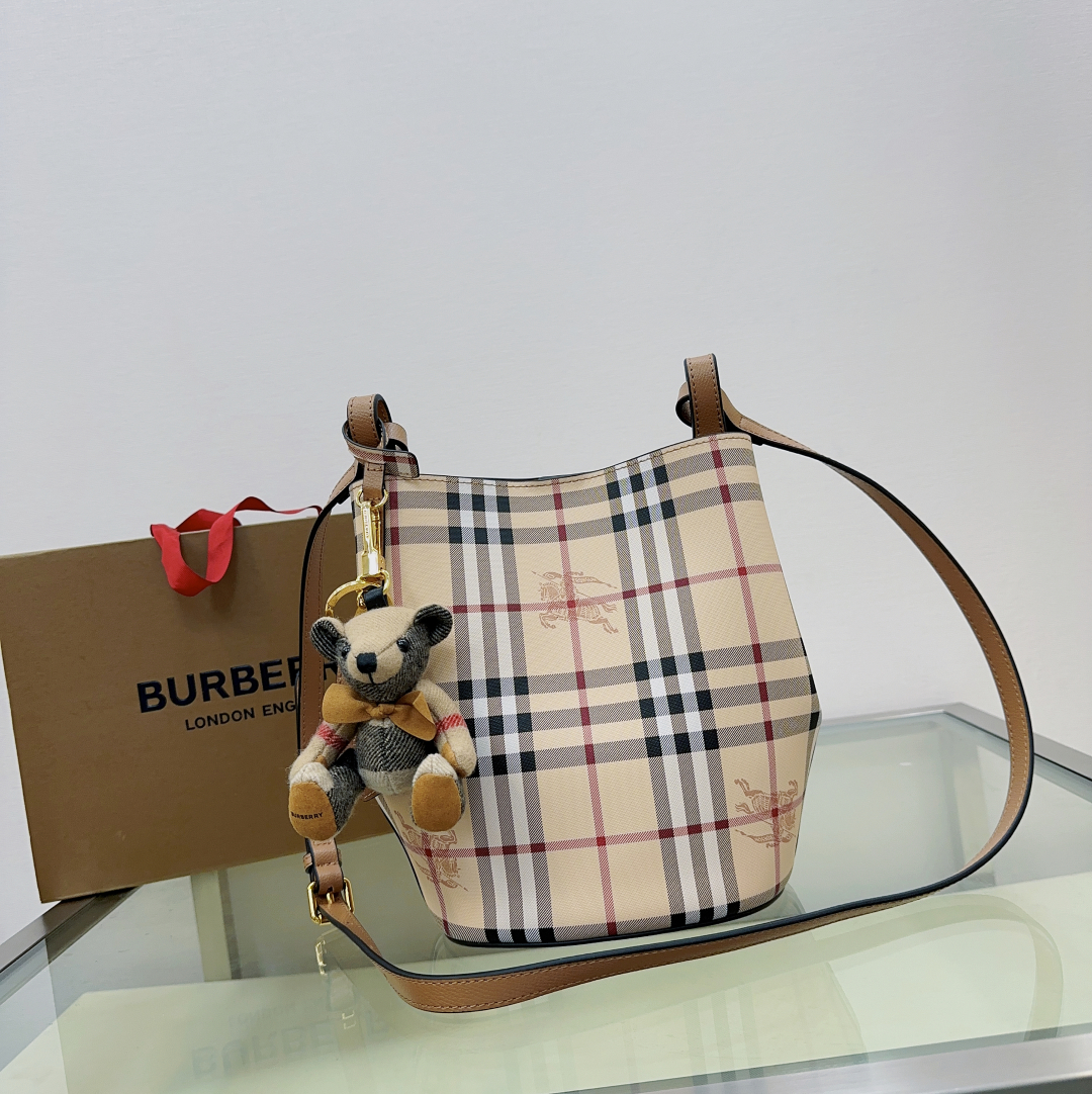 BURBERRY Haymarket Check Colours Small Lorne Bucket