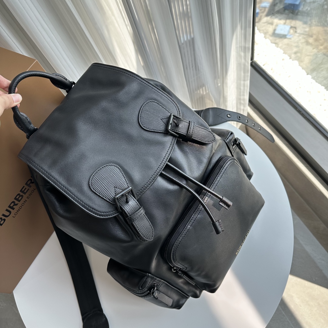 BURBERRY Weatherproof Leather Large Rucksack